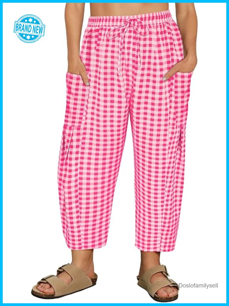 Plus Size Palazzo Harem Pants Drawstring Elastic Waist Wide Leg Ankle Pants
